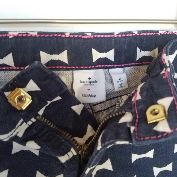 KATE SPADE Girl's Jeans Navy Blue with bows print size 3 - Picture 4 of 4